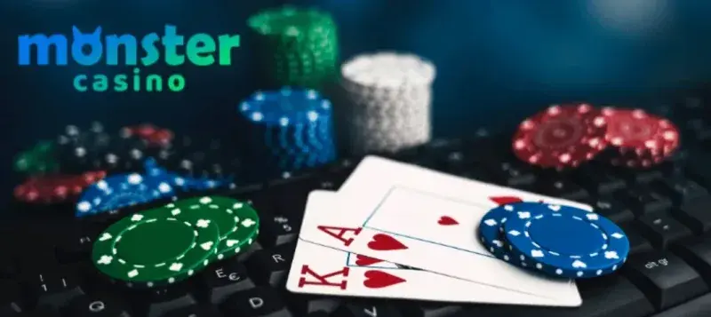 Monster Casino table games: playing cards and casino chips