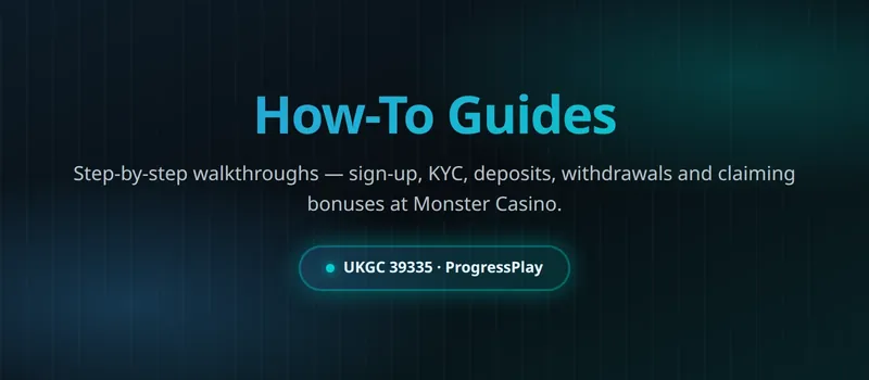 Monster Casino how-to guides banner
