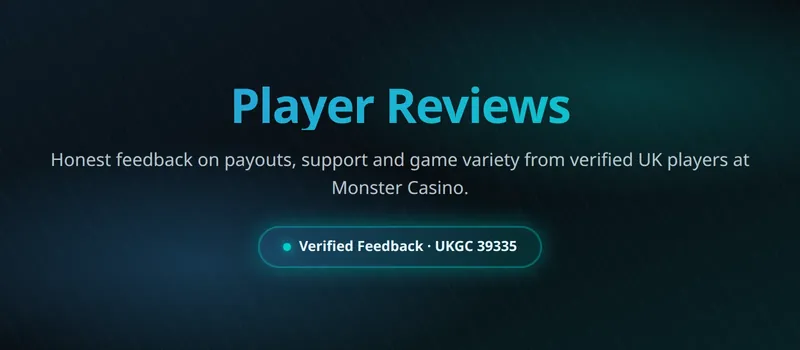 Monster Casino player reviews banner